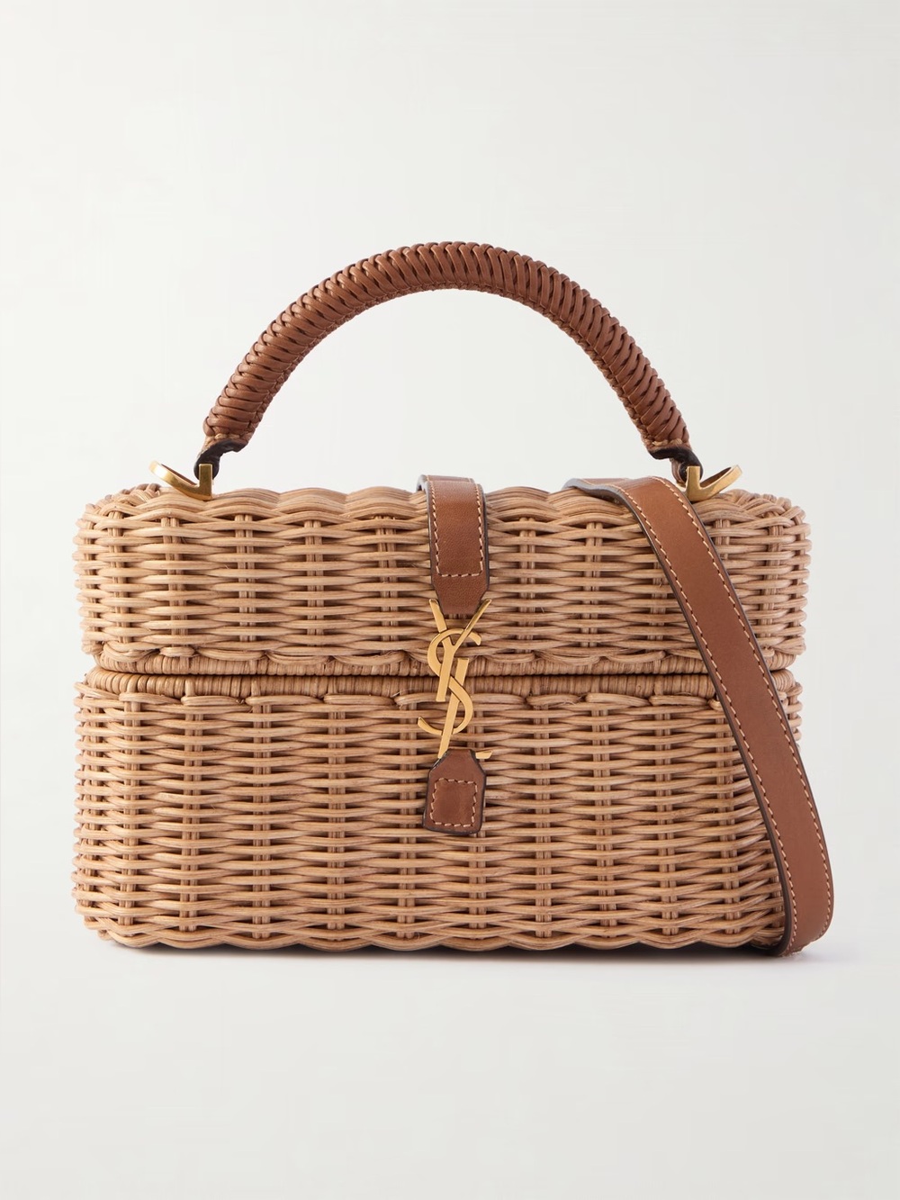 Saint Laurent GABY WICKER VANITY BAG IN OSIER NATURAL AND BRICK